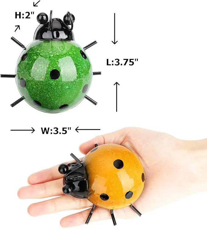 GIFTME 5 Metal Garden Wall Art Decorative Set of 4 Cute Ladybugs Outdoor Wall Sculptures by GreenHaven Gardens