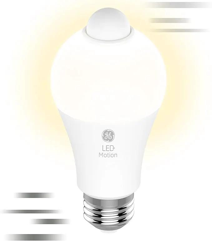 GE LED+ Motion Sensor LED Light Bulbs, 12W, Outdoor Security Lights, A21, Warm White (2 Pack) by GreenHaven Gardens