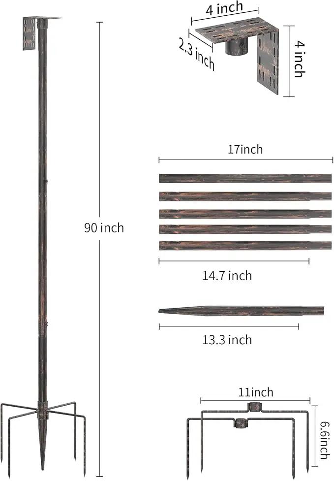 Bird Feeder Pole Stand – 90 Inch Height Feeding Station with 1-Inch Dia Heavy Duty for Hanging Feeders, Bird House Pole Mount Kit for Outdoor, Slip-Fit Connection，Copper Brushed by GreenHaven Gardens