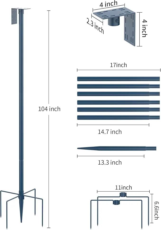 Bird Feeder Pole Stand – 104 Inch Height Feeding Station with 1-Inch Dia Heavy Duty for Hanging Feeders, Bird House Pole Mount Kit for Outdoor, Slip-Fit Connection，Blue by GreenHaven Gardens