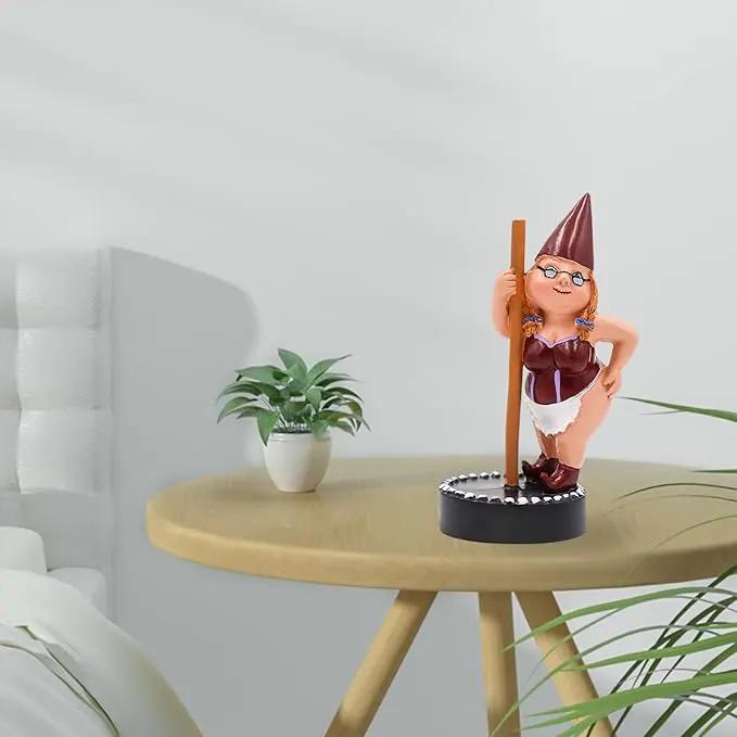 Pole Dancing Gnome Statue, Resin Garden Gnome Statues, Funny Outdoor Gnome Figure, Creative Garden Spring Decoration, Pole Dance Garden Gnome, Spring Garden Statue, Dancing Lady Gnome Statue (Red) by GreenHaven Gardens
