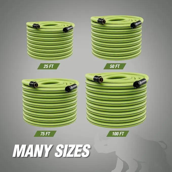 Rugged Rhino Heavy Duty Flexible Light Weight Garden Hose, 100ft x 5/8in, 4 Layer Leakproof Outdoor Gardening Tools, Watering Supplies, Powerful Water Pressure for Lawn, Flowers, Green Black by GreenHaven Gardens