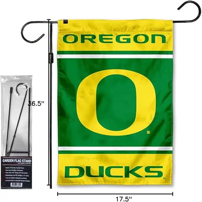 College Flags & Banners Co. Ducks Garden Banner Flag with Flag Pole Stand Set by GreenHaven Gardens
