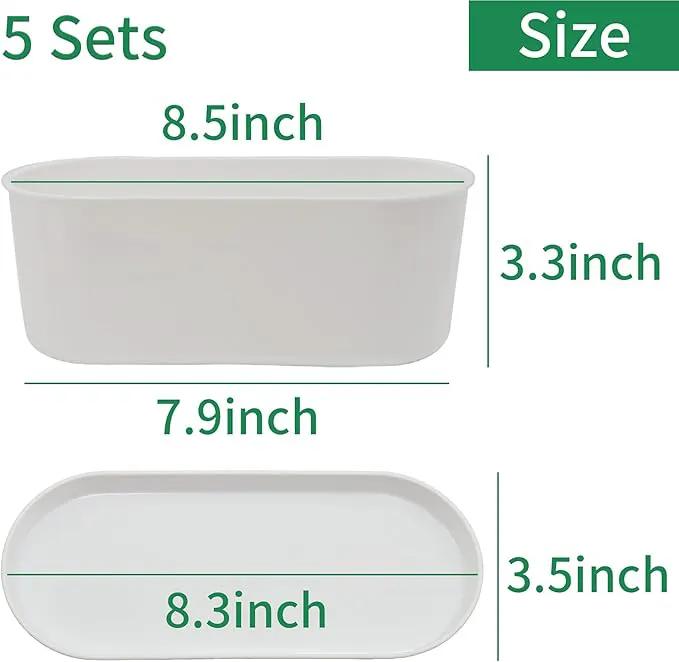 5-Pack Herb Planter,Window Boxes Planters with Multiple Drainage Holes,8.5" x 3.3" Oval Herb Garden Planter indoor/outdoor for Grow Plants, Flowers or Succulents, Deck Railing Window Planter Box by GreenHaven Gardens
