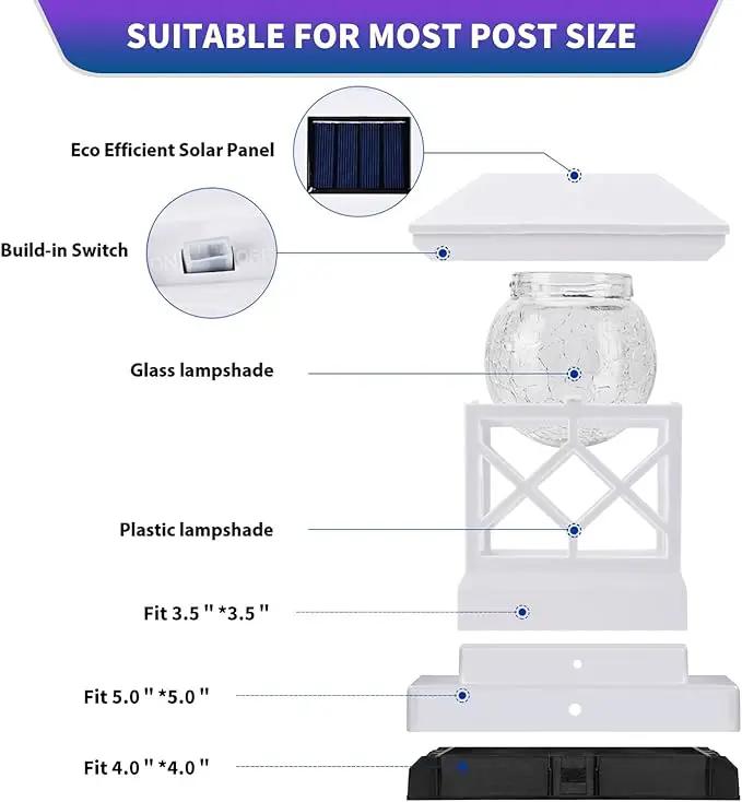 TWINSLUXES Solar Post Cap Light Outdoor, Waterproof LED Fence Post Solar Light, Solar Post Light, 3.5x3.5/4x4/5x5 Post for Patio, Deck Garden Decoration, Wooden or Vinyl Fence Deck Post by GreenHaven Gardens