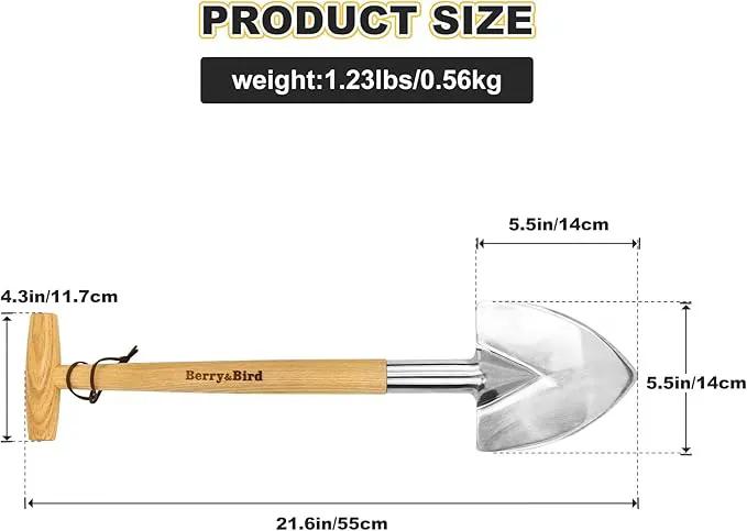 Berry&Bird Perennial Shovel, 21.6'' Pointed Head Garden Spade with Sharp Blade Wood Hand Shovel, Stainless Steel Long Trowel Gardening Tool for Roots, Planting, Digging, Transplanting and Cutting by GreenHaven Gardens