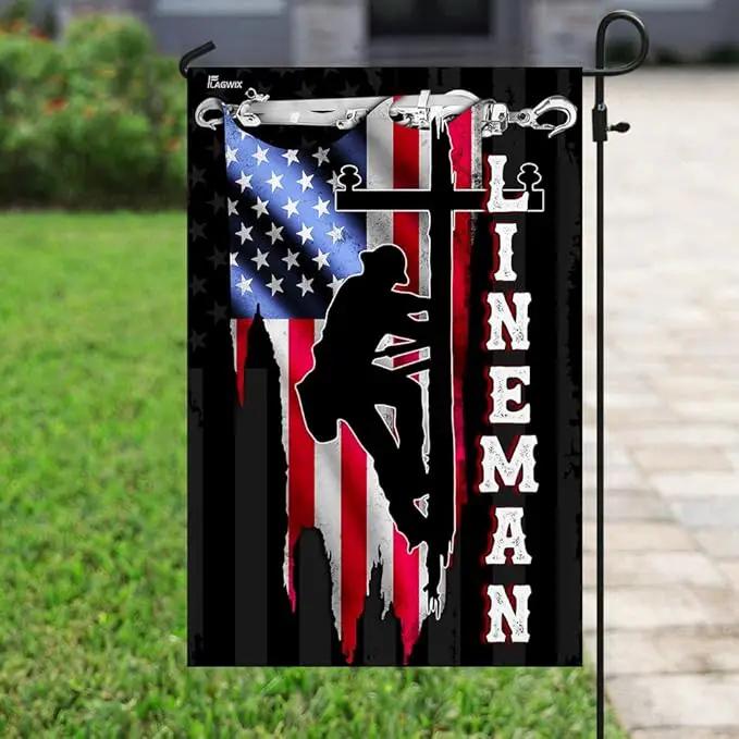 Flags-Lineman Flag MLH896F, Garden Flag (11.5" x 17.5")-USA House Garden Flags Premium Polyester-Decorative Outdoor Flags by GreenHaven Gardens