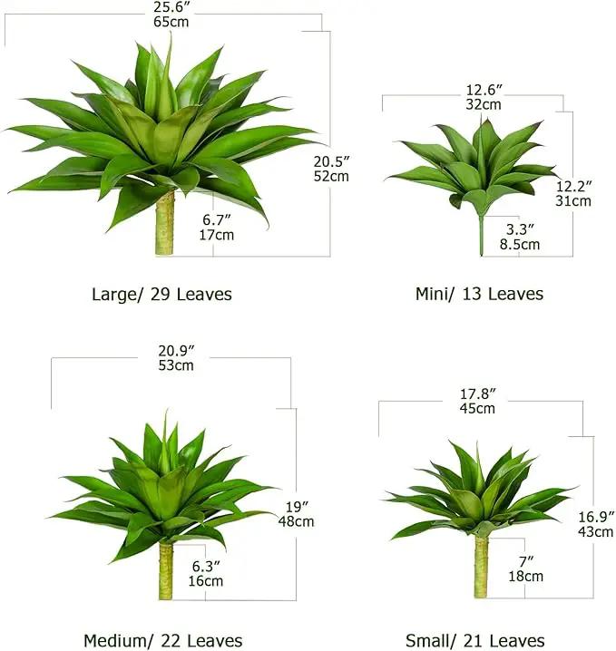 Artificial Agave Plants,Large UV Resistant Fake Agave Planters for Indoor and Outdoor Decorating Artificial Plants for Outdoors Plants(2Pack, 22")