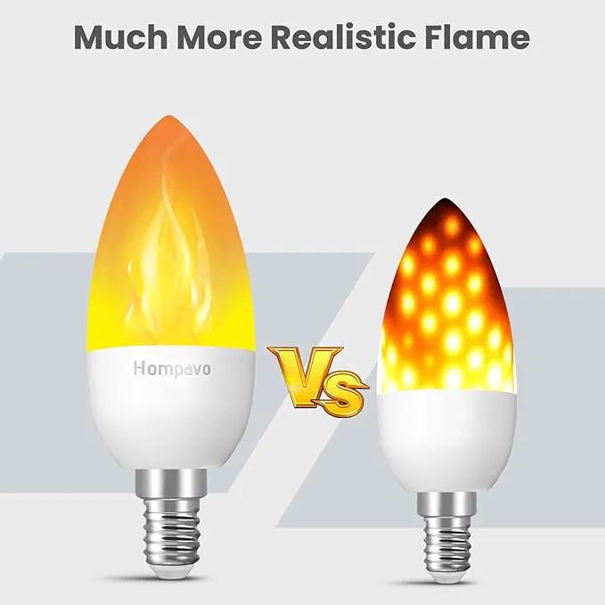 Hompavo 【Upgraded】 LED Flame Light Bulbs, 3 Modes Flickering Light Bulbs, E12 Chandelier Base Candle Fire Light Bulb for Halloween, Christmas, Party, Porch, Indoor & Outdoor Home Decoration - 2 Pack by GreenHaven Gardens