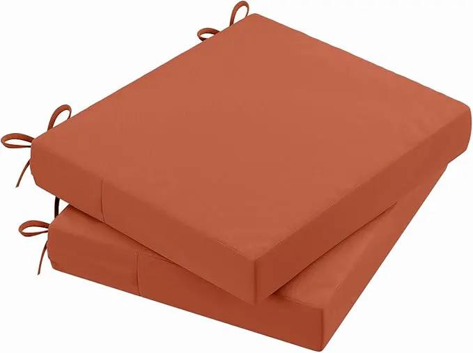 AAAAAcessories Outdoor Seat Cushions for Chairs, Waterproof, Fade-Resistant Patio Furniture Replacement Cushions, 20" x 18" x 3", Set of 2, Rust by GreenHaven Gardens