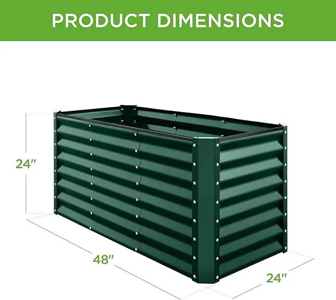 Best Choice Products 4x2x2ft Outdoor Metal Raised Garden Bed, Deep Root Planter Box for Vegetables, Flowers, Herbs, and Succulents w/ 119 Gallon Capacity - Dark Green by GreenHaven Gardens