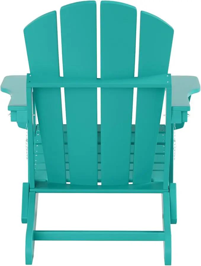 WO Home Furniture Adirondack Chairs Table Set of 3 PCS Outdoor Folding Chairs Coffee Table Weather/UV Resistant for Lawn, Garden, Bon Fire, Balcony (Turquoise) by GreenHaven Gardens