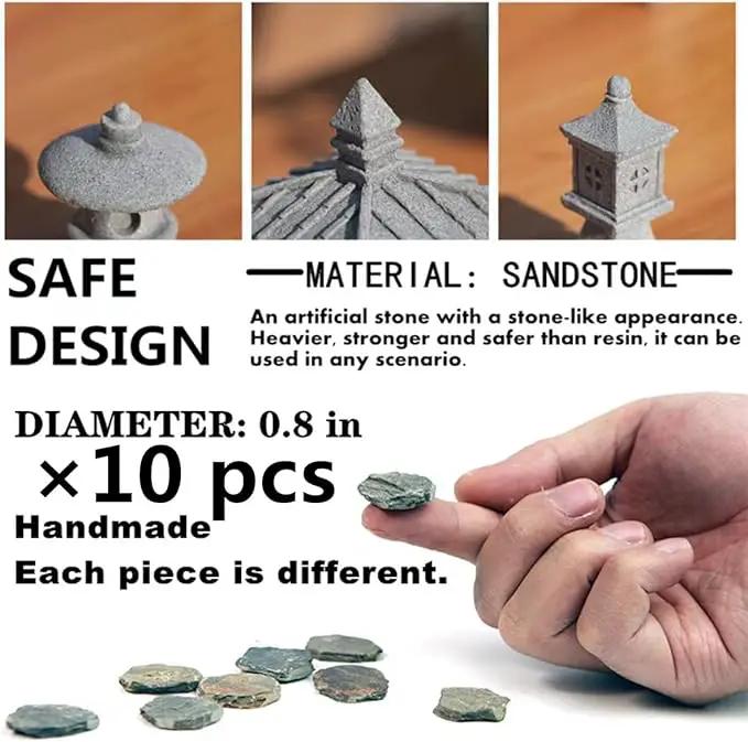Miniature Fairy Garden Decoration Set,3 Japanese Lantern,10 Stepping Stone Mini Fairy Decor for Garden & Patio Micro Landscape Yard Bonsai Decoration by GreenHaven Gardens