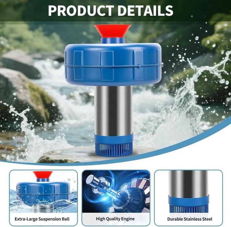 Stainless Steel Pond Fountain Aerator, 1HP 110V Stainless Steel Pond Jet System Fully Automatic Powerful Lake Floating Fountain for Ponds, Lakes by GreenHaven Gardens