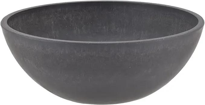 PSW Pot M30DC Collection Shallow Garden Bowl Low Planter for Succulents, Bonsai, Fairy Gardens, Herbs, 12-inch, Dark Charcoal by GreenHaven Gardens