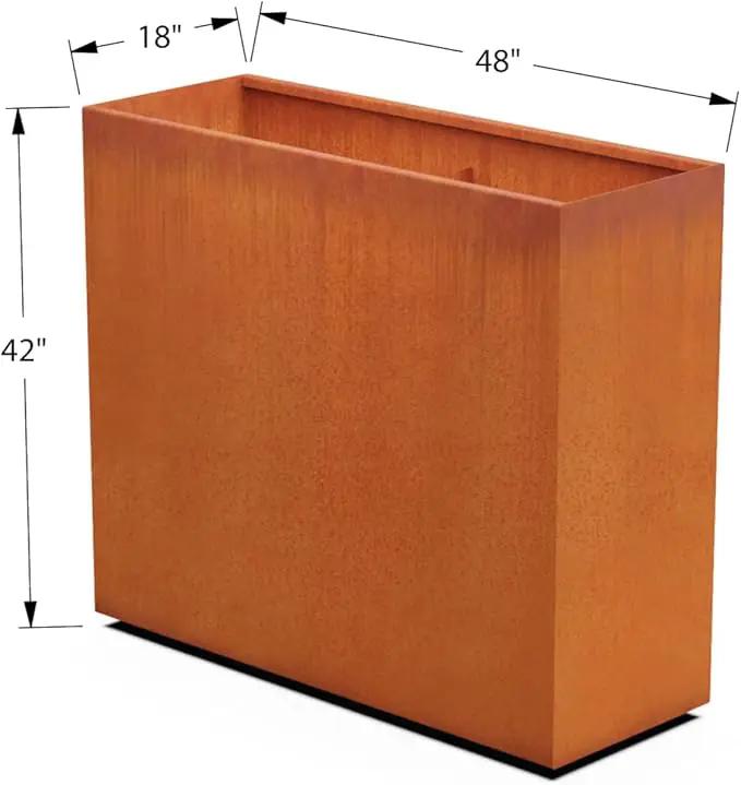 Corten Steel Planter Rectangle Outdoor Metal Garden Box Heavy Duty | Made in USA | Fully Assembled by GreenHaven Gardens