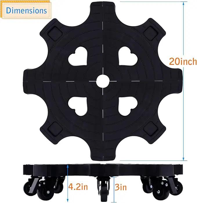 Plant Caddy With Wheels 20 Inch Heavy Duty Outdoor, Indoor Rolling Plant Stand With Casters Black Plant Dolly Large Potted Planter Cart For Big Flower Pots Plants Pots, Heart Shaped Garden Pot Mover by GreenHaven Gardens