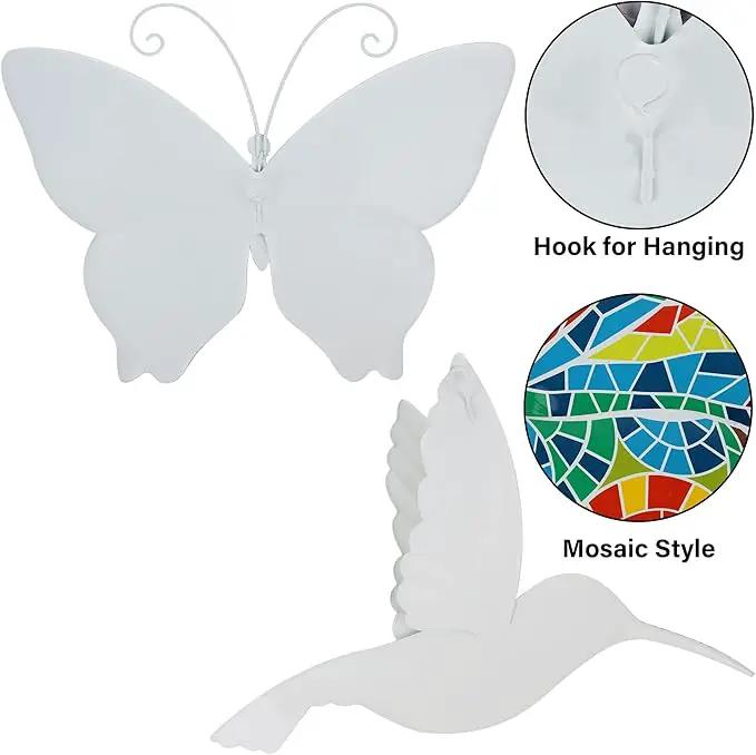 Adroiteet 16 Inch Large Wall Decor, Set of 2 Butterfly Hummingbird Metal Wall Art, Bird Wall Sculpture Hanging Decorations, Perfect for Garden Yard Fence Home Kitchen Bedroom Outdoor Indoor by GreenHaven Gardens