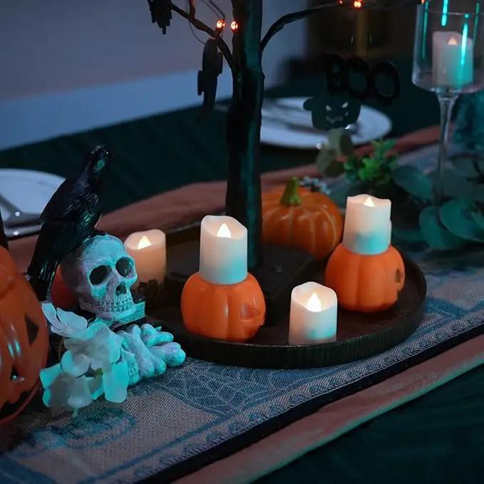 LED Tea Lights Rechargeable Candles with USB Charging Cable, 6 PCS Votive Tea Light with Remote, Flameless Flickering Warm White Tealights Candle for Halloween, Pumpkin Light, Christmas Decoration by GreenHaven Gardens