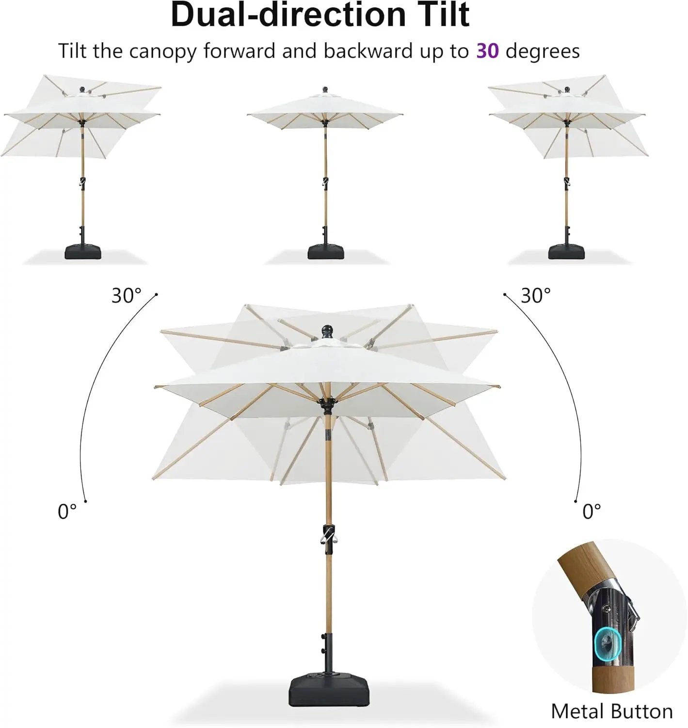 PURPLE LEAF 8' x 8' Square Outdoor Table Umbrella with Base Patio Umbrella Aluminum Market Umbrella with Push Button Tilt & Crank and 8 Ribs Outdoor Umbrella for Pool Backyard Beach, Cream by GreenHaven Gardens