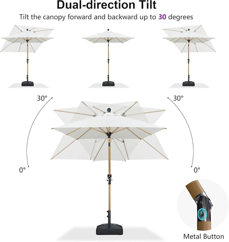 PURPLE LEAF 8' x 8' Square Outdoor Table Umbrella with Base Patio Umbrella Aluminum Market Umbrella with Push Button Tilt & Crank and 8 Ribs Outdoor Umbrella for Pool Backyard Beach, Cream by GreenHaven Gardens