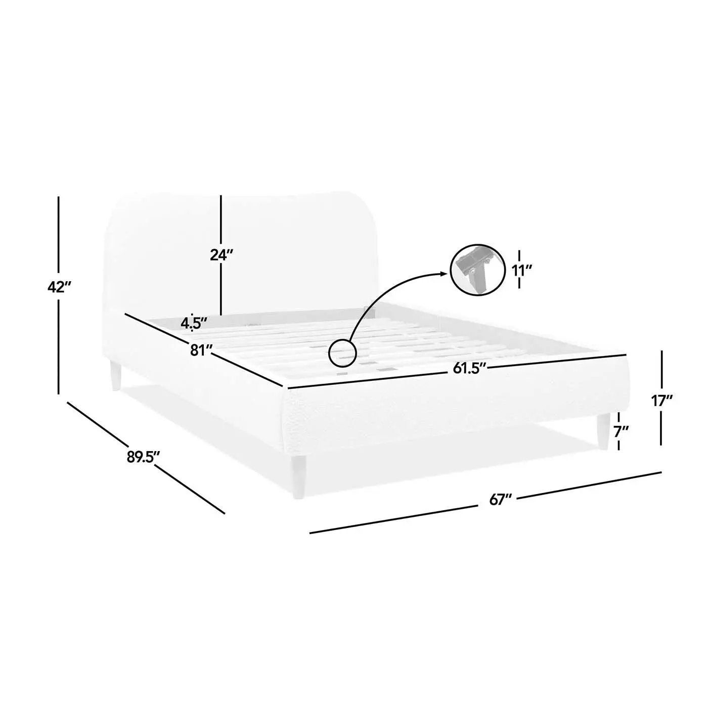 Roman - Curved Headboard Upholstered Platform Bed by HouseOfZazla