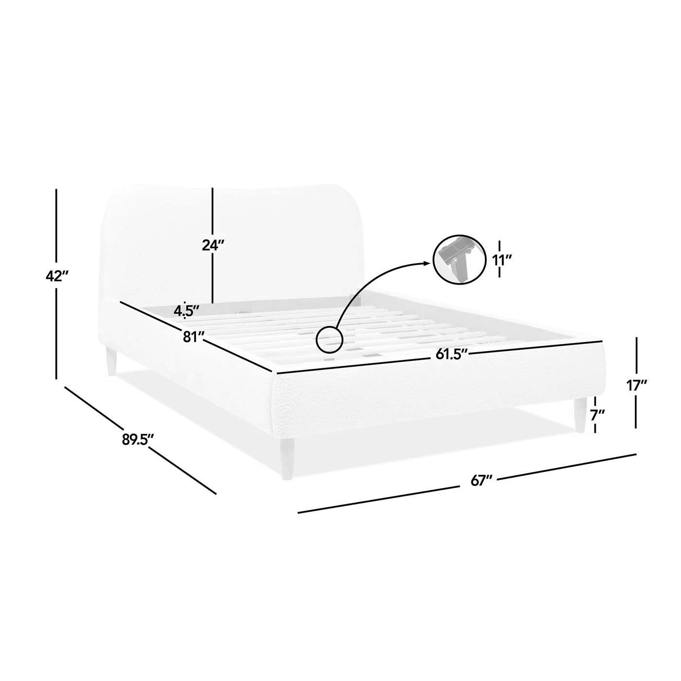 Roman - Curved Headboard Upholstered Platform Bed by HouseOfZazla