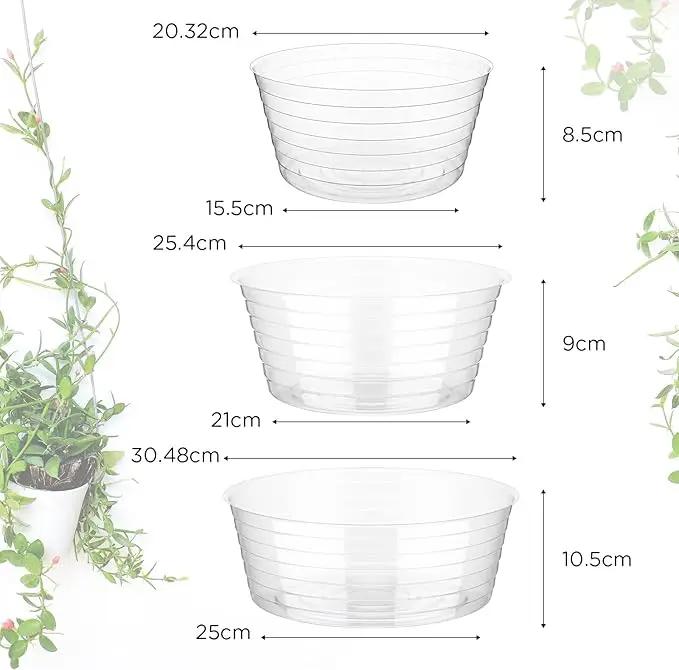 Hoolerry Plastic Plant Saucer Clear Deep Drip Tray Thickened Clear Plant Saucers Trays for Pots Deep Drip Trays for Home Garden Indoor and Outdoor Potted(15 Pcs,8, 10, 12 Inch) by GreenHaven Gardens