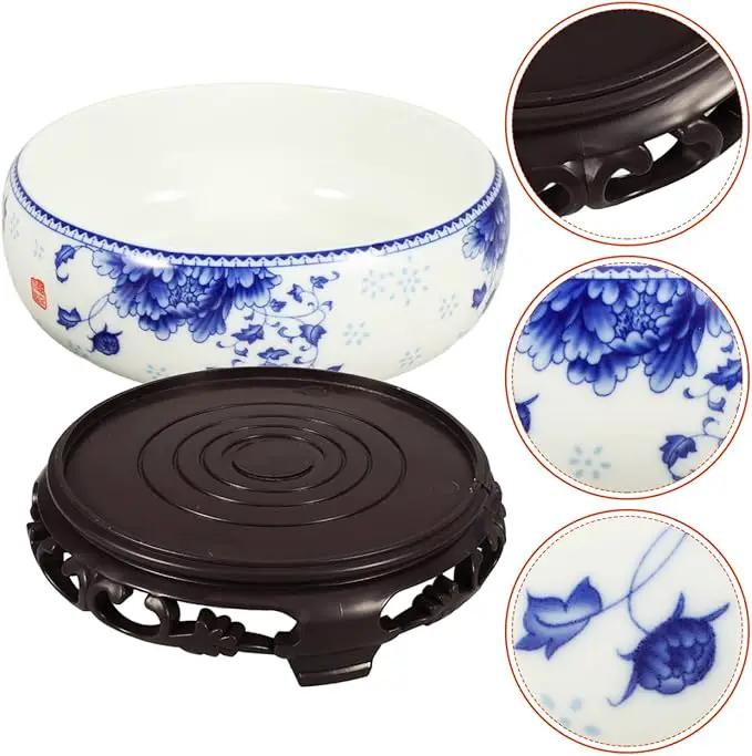 Ceramic Chinese Pot White Water Lily Bowl Ceramic Plant Pot Hydroponic for Garden Home Office-8Inch by GreenHaven Gardens