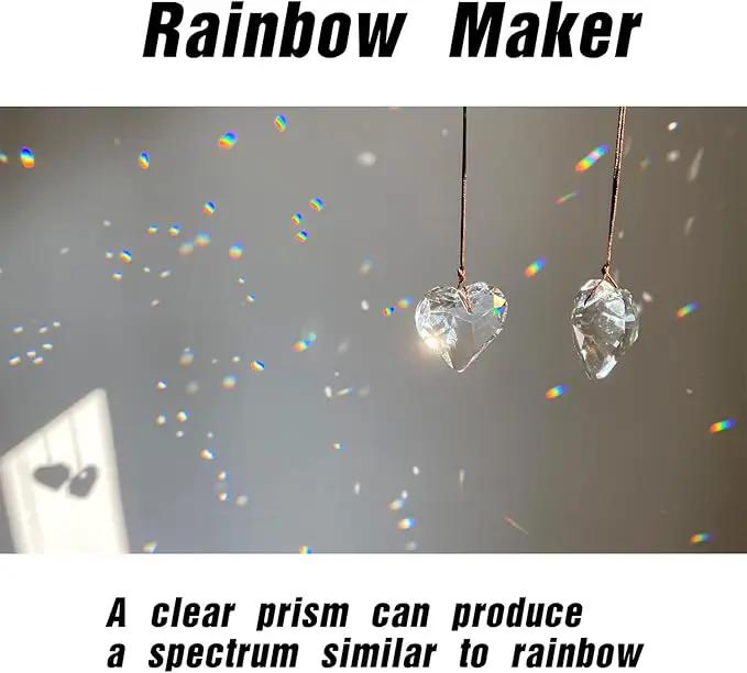 2PCS Heart Crystal Sun Catcher Prisms, STINO Hanging Suncatchers with Glass Prism Decor, Rainbow Maker for Windows, Room, Kitchen, Garden Crystal Decor (1, Heart Clear 2Pcs) by GreenHaven Gardens