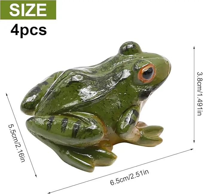 Miniature Frog Figurine, Fish Tank Decoration for Miniature Fairy Garden and Terrarium Statue(4 pcs) by GreenHaven Gardens