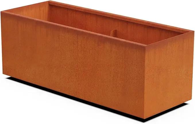 4 FT Corten Steel Planter Box – Large Rectangular Planter for Outdoor Plants | Heavy Duty Metal Garden Bed | Made in USA, Fully Assembled by GreenHaven Gardens