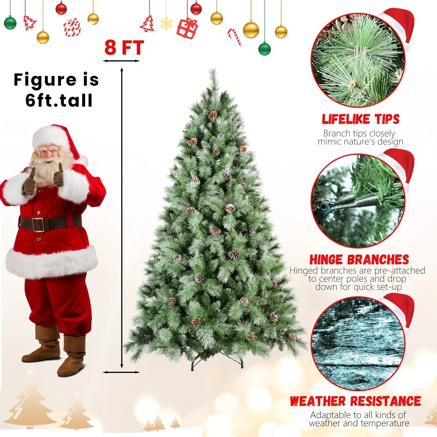8 Ft The Full-Bodied Pre-Decorated Pinecone Christmas Tree by HouseOfZazla