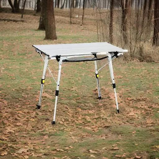 PORTAL Outdoor Folding Portable Picnic Camping Table with Adjustable Height Aluminum Roll Up Table Top Mesh Layer, Silver by GreenHaven Gardens