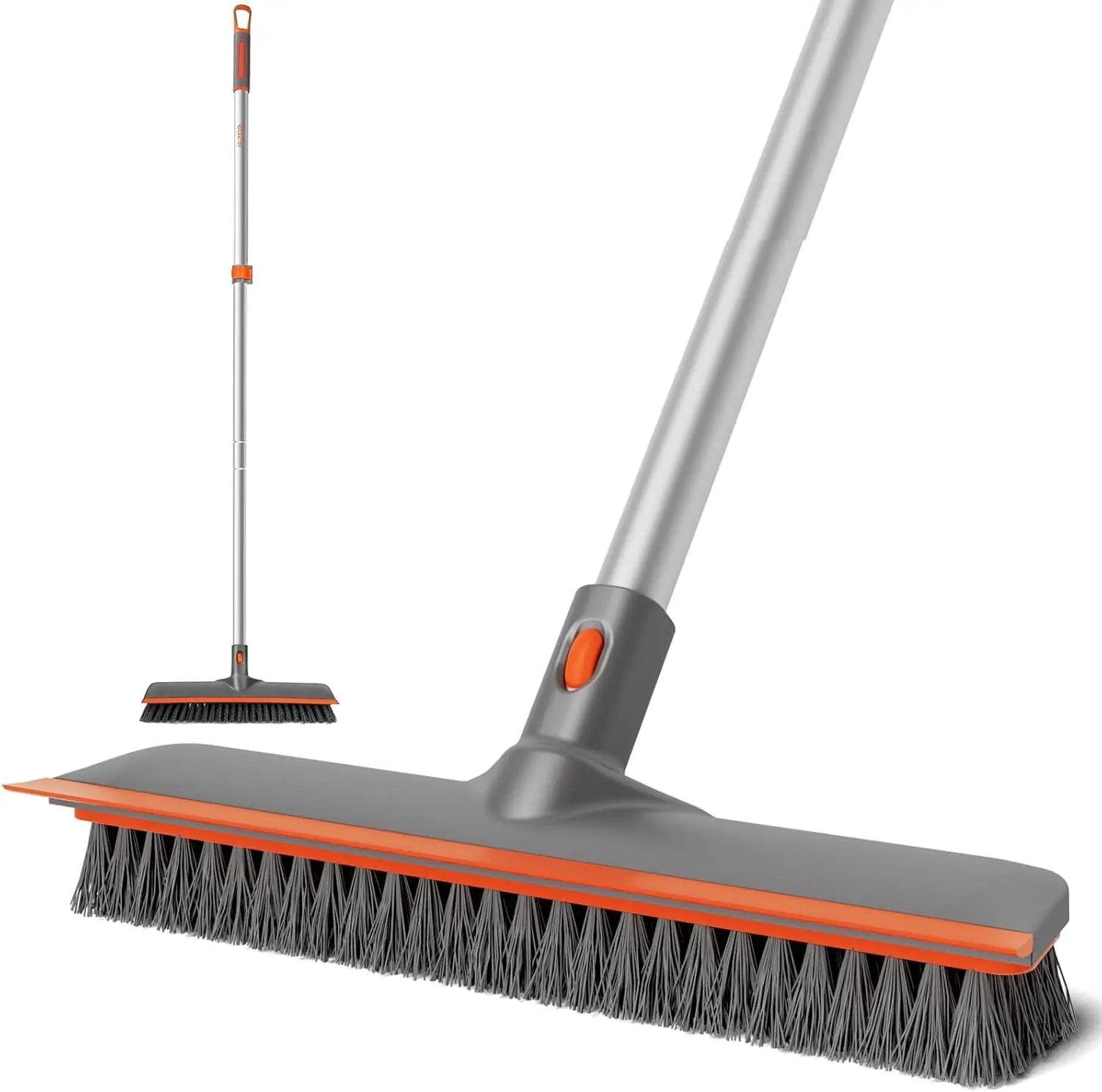 Eazer Floor Scrubber Brush, 2-in-1 Deck Scrubber Brush with Long Handle, Soft & Hard Bristle Brush for Cleaning Concrete, Squeegee Broom for Floor,Bathroom Garage,Kitchen,Wall,Tile and Swimming Pool by GreenHaven Gardens