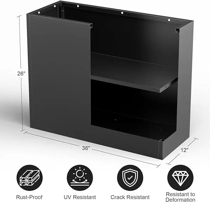 Tall Metal Cube Planter for Outdoor Plants 36" L x 12" W x 26" H, Heavy Duty Steel Large Planter Box with Removable Insert Shelf, Modern Décor for Tall Plants, Trees, Flowers (Black) by GreenHaven Gardens