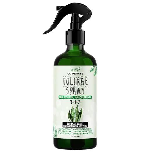 Professional Foliar Plant Spray with Essential Micronutrients 3-1-2 for Snake Plants, Dracaena trifasciata, Sansevieria - Liquid Fertilizer - Plant Food - Plant Shine - Plant Care (16 OZ) by GreenHaven Gardens