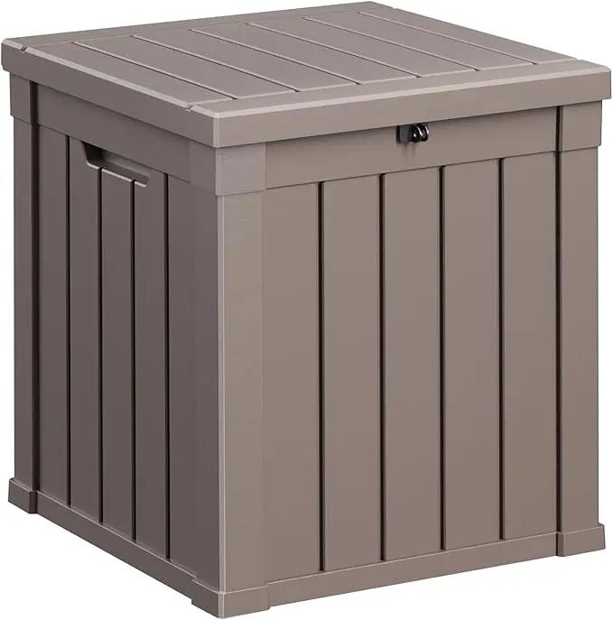 40 Gallon Resin Deck Box, Lockable Patio Outdoor Storage Box for Furniture, Garden Tools and Tools Storage, Waterproof Outside Storage Boxes - Grey by GreenHaven Gardens