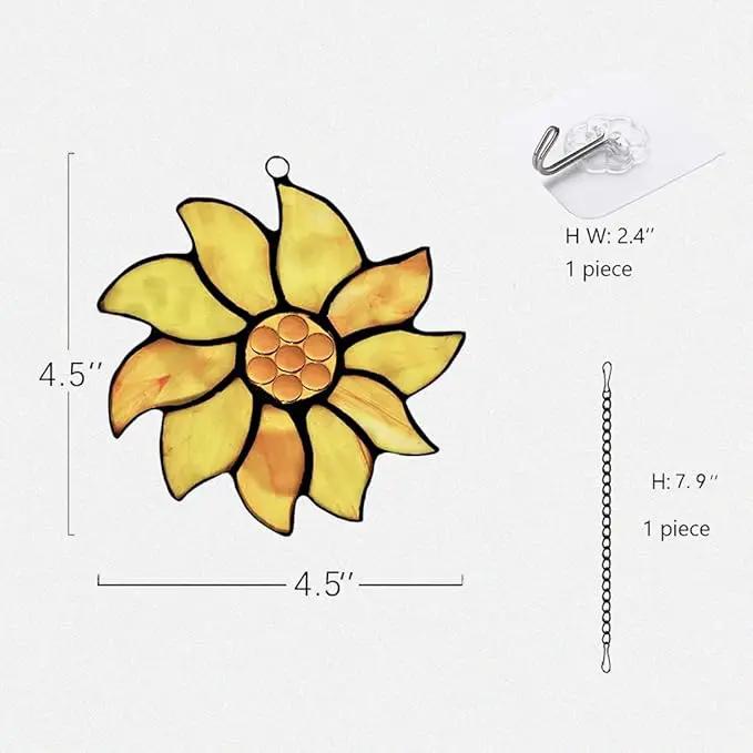 BOXCASA Farmhouse Summer Sunflower Stained Glass Window Hangings,Sunflower Lover Gifts for Women,Best Thank You Teacher Gift,Handmade Sunflower Art Decorations Gift for Mom Grandma Nana Aunt by GreenHaven Gardens