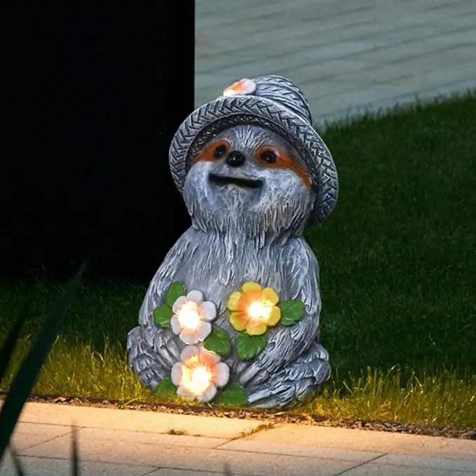 Solar Garden Outdoor Statues Adorable Sloth Figurine Lights with 4 LEDs, Ideal Garden Decor for Lawn, Patio, Balcony and Yard. Exquisite Lawn Ornament and Unique Gifts for Mom and Grandma by GreenHaven Gardens