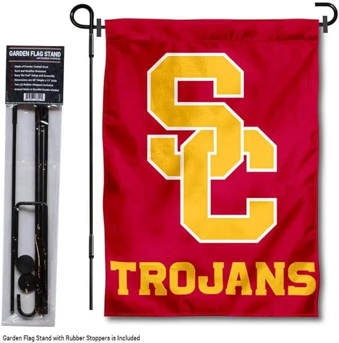 College Flags & Banners Co. USC Trojans SC Logo Garden Flag with Stand Holder by GreenHaven Gardens