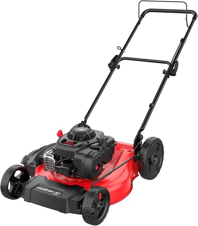 PowerSmart 21 in. Gas Lawn Mower with 125cc Briggs and Stratton E300 Engine, 2-in-1 Push Mower with Mulching & Side-Discharge by GreenHaven Gardens