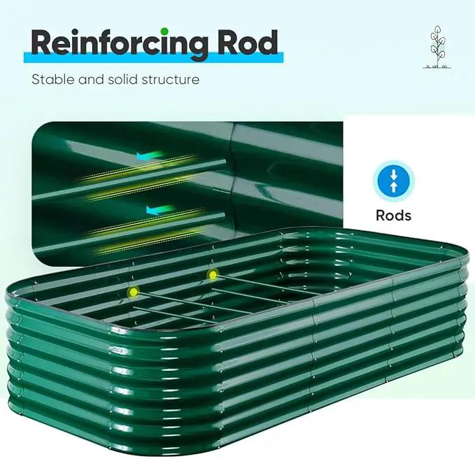Quictent Galvanized Raised Garden Bed Kit, 8x4x2 ft Oval Metal Planter Box Tall for Vegetables Outdoor Backyard, Rubber Strip Edging Included (Dark Green) by GreenHaven Gardens