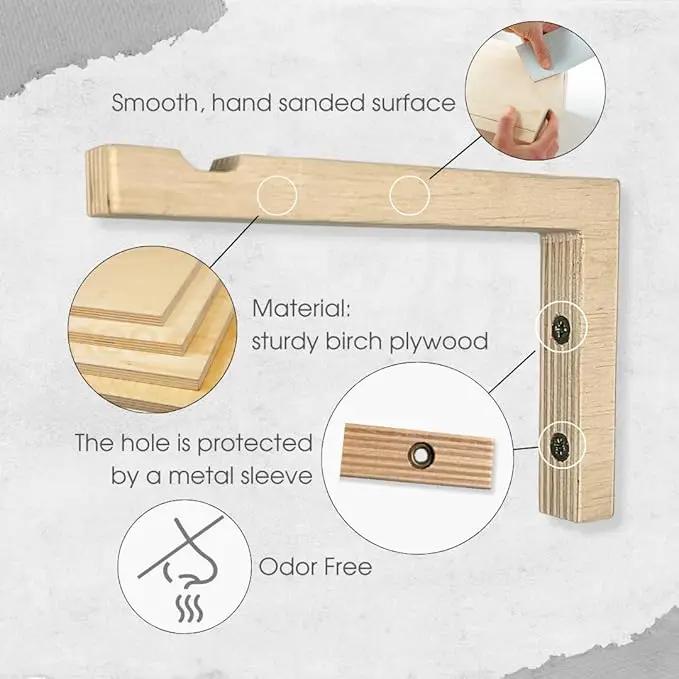 2-Piece Set of Plant Hooks for Wall 6 Inch - L-Shaped Mounted Wooden Plant Hook - Indoor and Outdoor Bracket Plant Hanger for Planters, Lanterns, Bird Feeders and Plant Basket (Natural) by GreenHaven Gardens