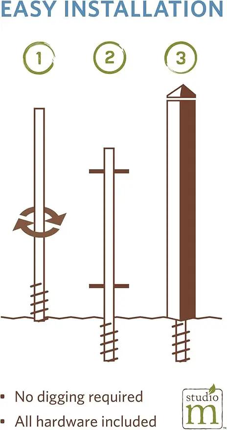 Studio M Art Pole, PVC Weather Resistant Pole with Vinyl Bowl 20 inches Tall Outdoor Decoration for Gardens, Patios, Yards, Landscaping and Birding Accessories, Always with You by GreenHaven Gardens