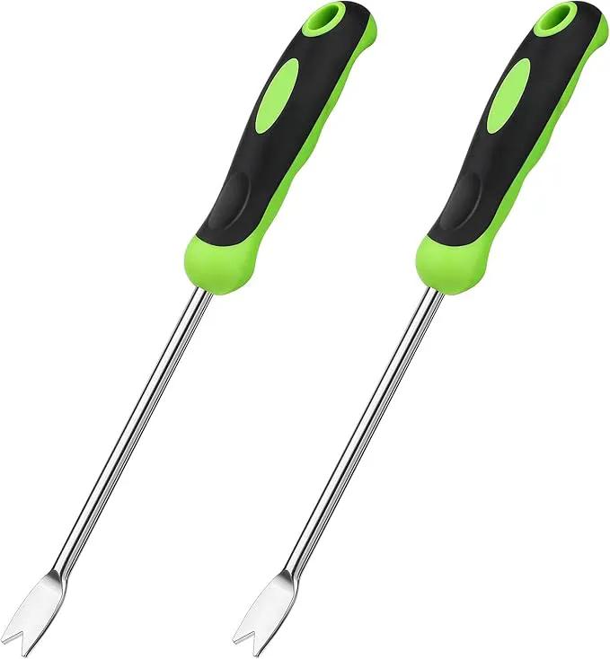 Hand Weeder Tool Garden Weeding Tool Gardening Weeder Tool with Ergonomic Handle, Stainless Steel Garden Lawn Farmland Transplant Gardening Plant Tool（2 Pronged Fork, 2 Pieces） by GreenHaven Gardens