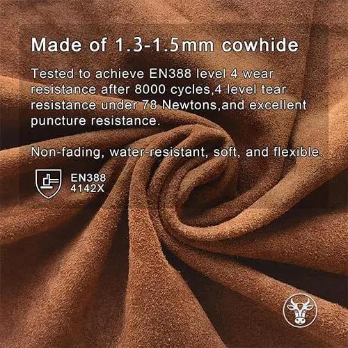 12 Pairs Bulk Leather Work Gloves for Men or Women for Gardening, Construction, Truck, Driving, Farm, Ranch, Woodworker, Soft, Cowhide Thickened, Water Resistant, Brown, 2X-Large by GreenHaven Gardens