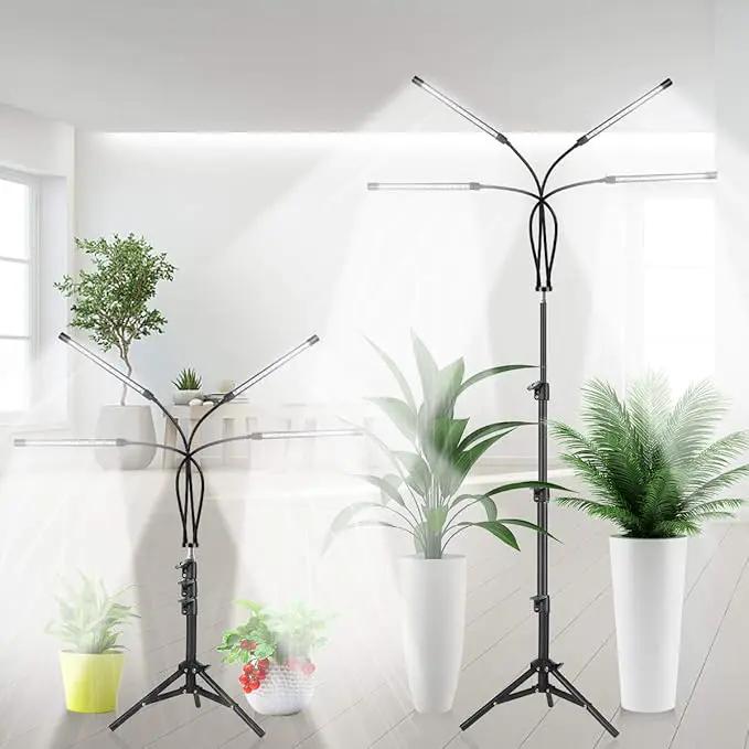 GHodec Grow Light with Stand, 5500K Full Spectrum Gooseneck Floor Plant Light for Indoor Plants Growing,5 Dimmable Levels & Auto On/Off Timer,Tripod Stand Plant Lamp Height Adjustable by GreenHaven Gardens