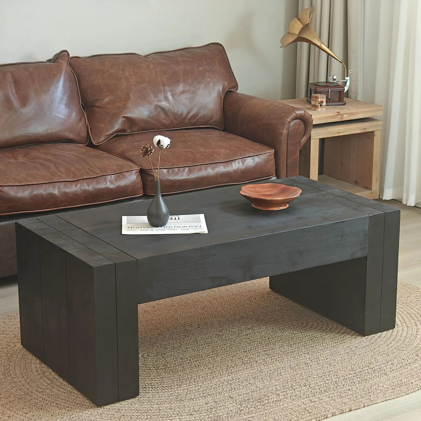 Modern Farmhouse Living Room Block Leg Coffee Table by HouseOfZazla