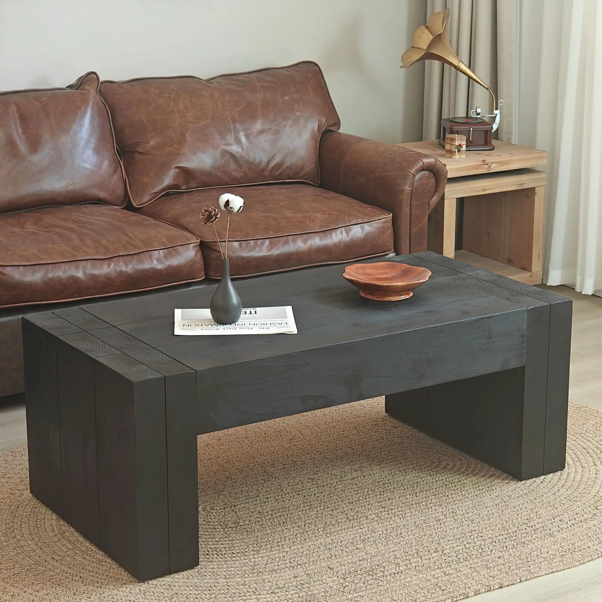 Modern Farmhouse Living Room Block Leg Coffee Table by HouseOfZazla